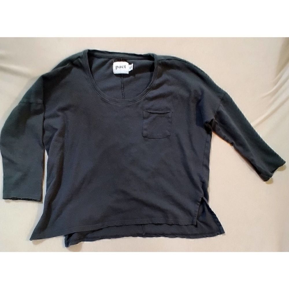 PACT WOMENS LONGSLEEVE SIZE MEDIUM ORGANIC COTTON RETRO CREW SWEATSHIRT BLUE